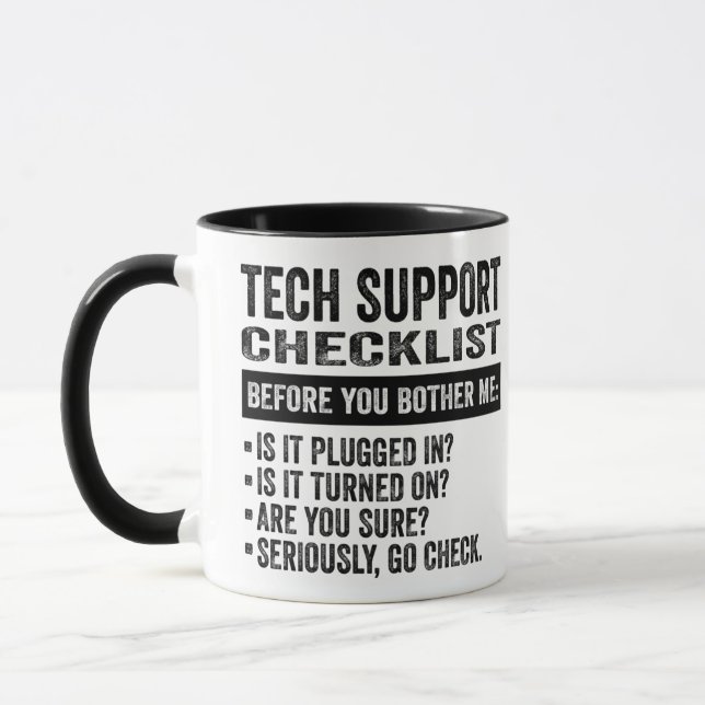 TECH SUPPORT CHECKLIST MUG (Left)