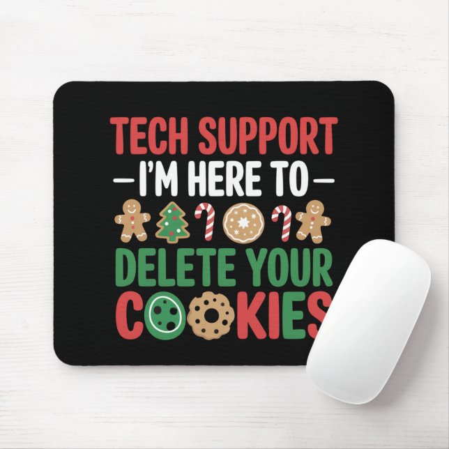 Tech Support Christmas Cookies Funny Work  Mouse Mat (With Mouse)
