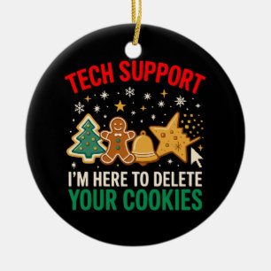 Tech Support Christmas Cookies Women Men Funny Ceramic Tree Decoration