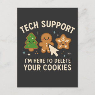 Tech Support Christmas Delete Cookies Cute Postcard