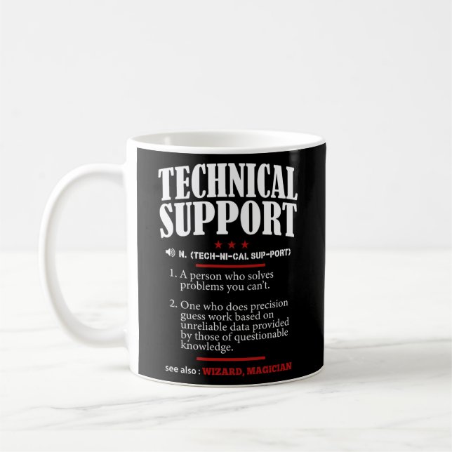 Tech Support Definition Engineer Computer Nerd Coffee Mug (Left)