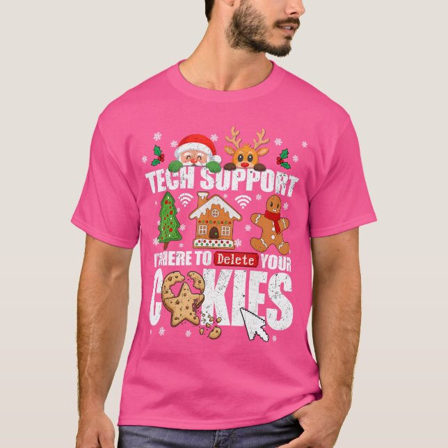 Tech Support Delete Your Cookies Men Ugly Christma T-Shirt (Front)