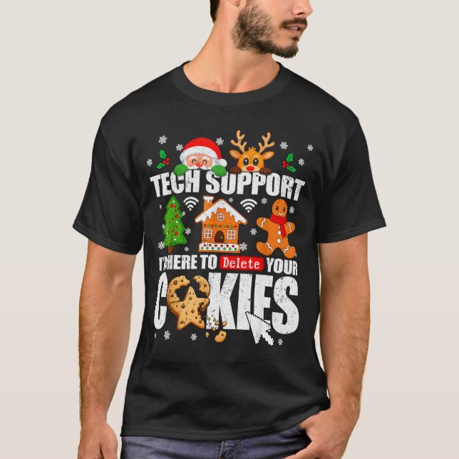 Tech Support Delete Your Cookies Men Ugly Christma T-Shirt (Front)