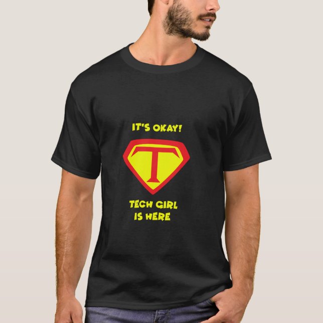 Tech Support Girls Female Computer Technology T-Shirt (Front)