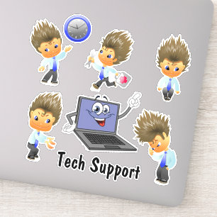 Tech Support Light Hair Custom-Cut Vinyl Sticker