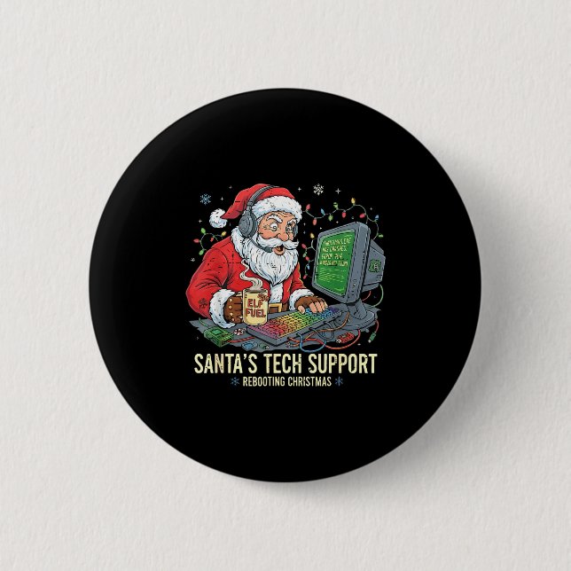 Tech Support Rebooting s Computer Santa Santa Humo 6 Cm Round Badge (Front)