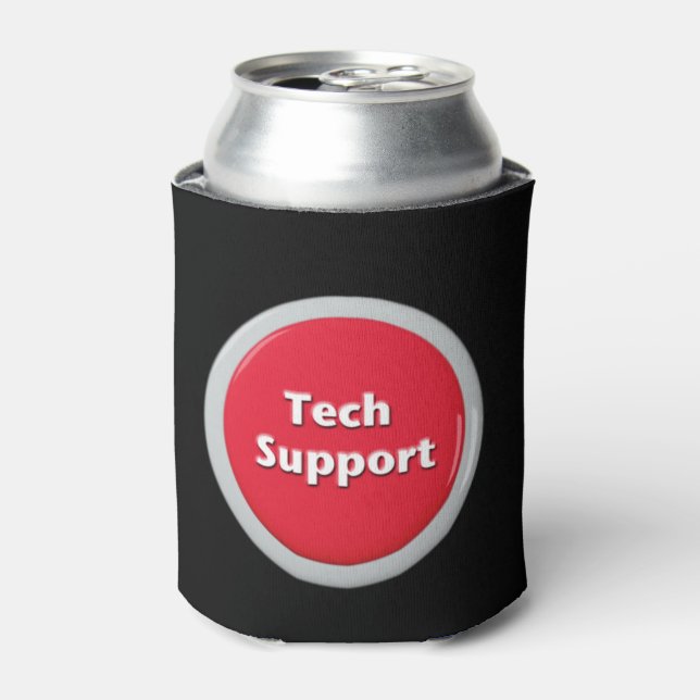 Tech Support Red Panic Button Can Cooler (Can Front)