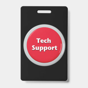 Tech Support Red Panic Button ID Badge
