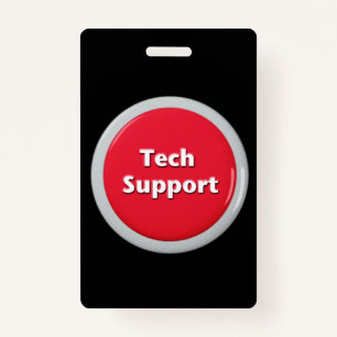 Tech Support Red Panic Button ID Badge