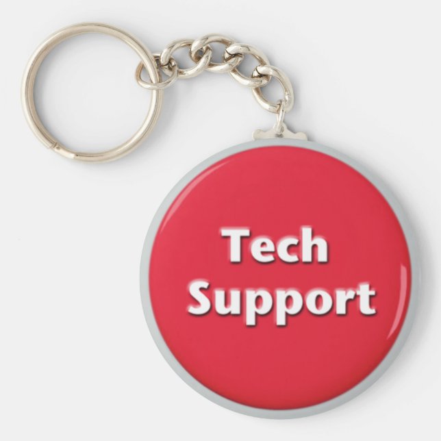 Tech Support Red Panic Button Key Ring (Front)