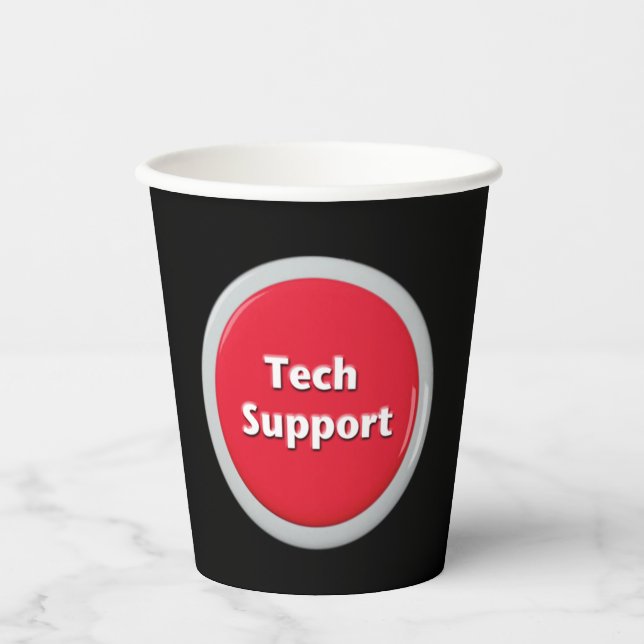 Tech Support Red Panic Button Paper Cups (Front)
