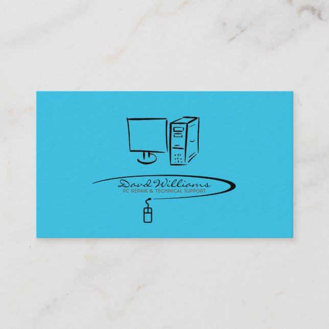 Tech Support/Repair Business Card (Blue Version) (Front)