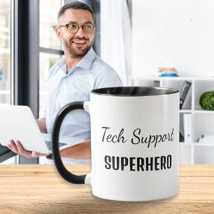 Tech Support Superhero Computer Humour Monogrammed Mug