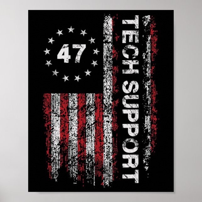Tech Support Us Flag White House Tech Support D.o. Poster (Front)