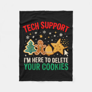 Tech Suprt Christmas Cookies Women Men Funny Chris Fleece Blanket