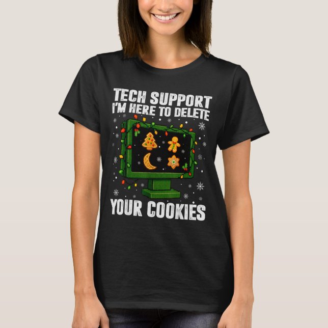 Tech Suprt Delete Your Cookies Men Ugly Christmas  T-Shirt (Front)