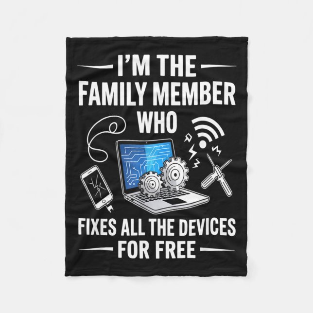 Tech Suprt Design For Men, Boys, Dad. Funny Meme  Fleece Blanket (Front)