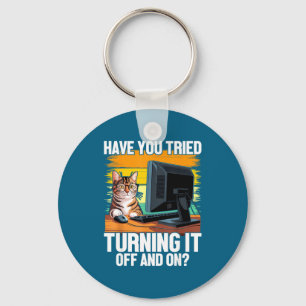 Tech Suprt Humor I Cat Engineer Computer It Guy Key Ring