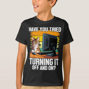 Tech Suprt Humor I Cat Engineer Computer It Guy T-Shirt