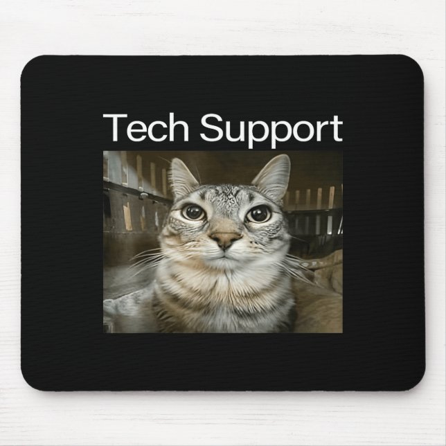 Tech Suprt Silly Staring Cat Meme Gen Alpha Humor  Mouse Mat (Front)