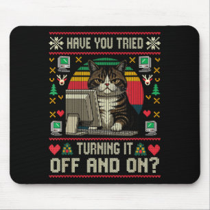 Tech Suprts Cat Engineer Computer Ugly Christmas S Mouse Mat