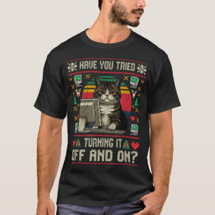 Tech Suprts Cat Engineer Computer Ugly Christmas S T-Shirt