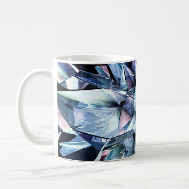 Tech tech triangle crystal background. coffee mug (Left)