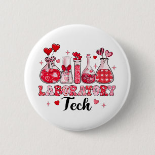 Tech Test Tube Leopard Hearts Valentine's Day  6 Cm Round Badge