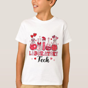 Tech Test Tube Leopard Hearts Valentine's Day T-Shirt
