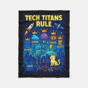 Tech Titans Rule Funny Big Technology Satire Wer G Fleece Blanket