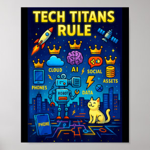 Tech Titans Rule Funny Big Technology Satire Wer G Poster