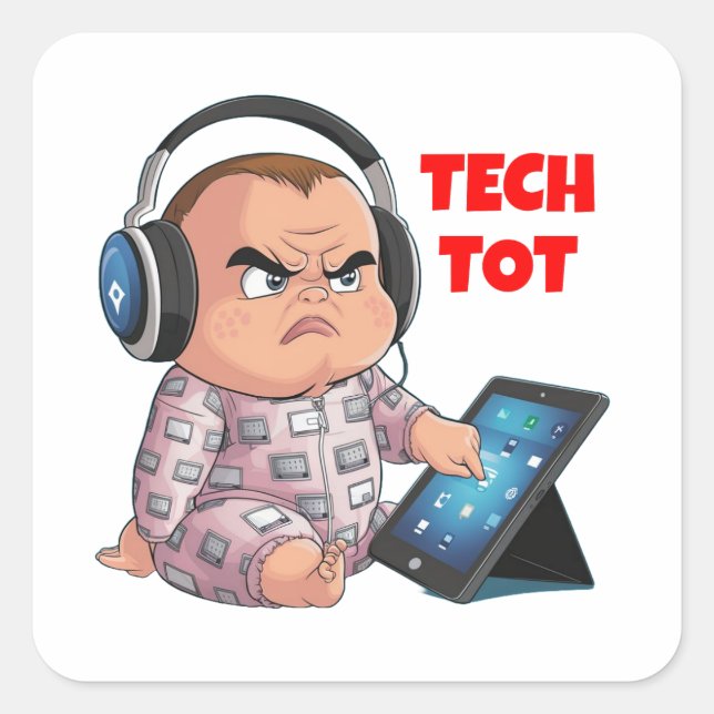 Tech Tot Square Sticker (Front)
