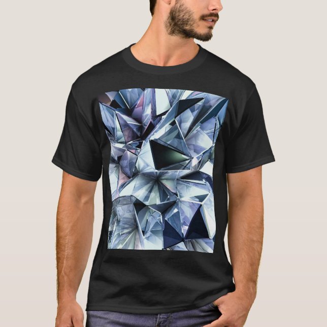 Tech Triangle Crystal: 3D Background T-Shirt (Front)