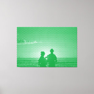 Tech White&Green Halftone Effect Couple on Beach Canvas Print