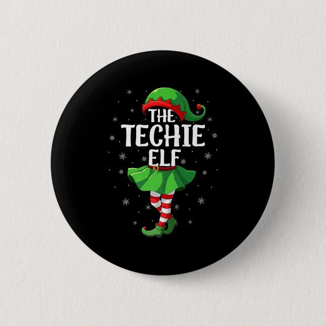 Techie Elf Christmas Girls Women Elf Squad Xmas Fa 6 Cm Round Badge (Front)