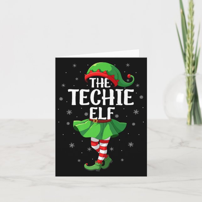 Techie Elf Christmas Girls Women Elf Squad Xmas Fa Card (Front)