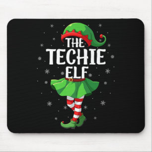 Techie Elf Christmas Girls Women Elf Squad Xmas Fa Mouse Mat