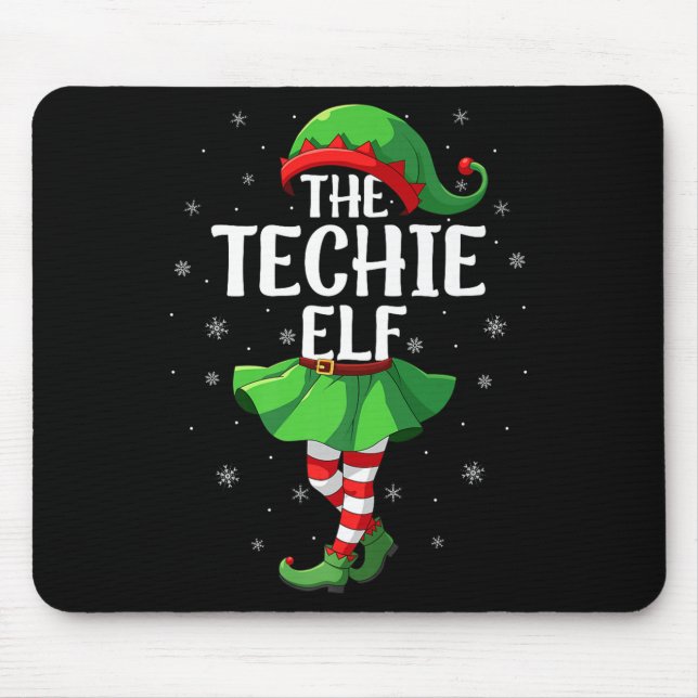 Techie Elf Christmas Girls Women Elf Squad Xmas Fa Mouse Mat (Front)