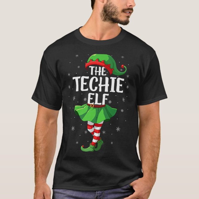Techie Elf Christmas Girls Women Elf Squad Xmas Fa T-Shirt (Front)