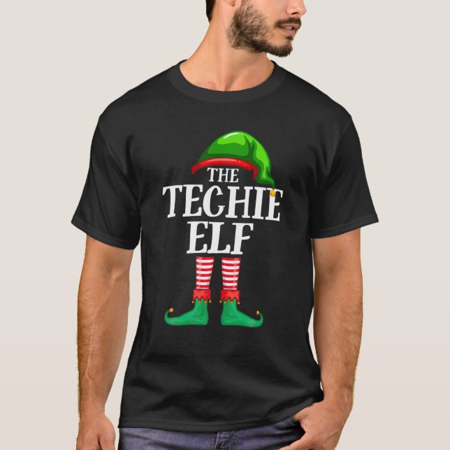 Techie Elf Matching Family Group Christmas Party P T-Shirt (Front)