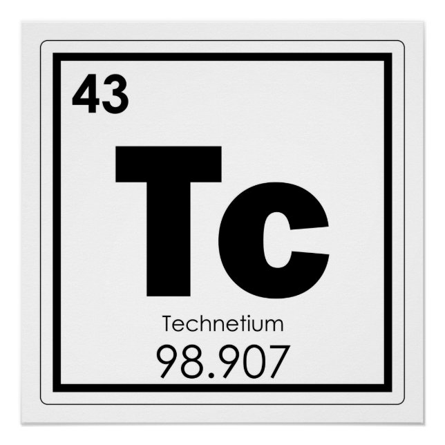 Technetium chemical element symbol chemistry formu poster (Front)