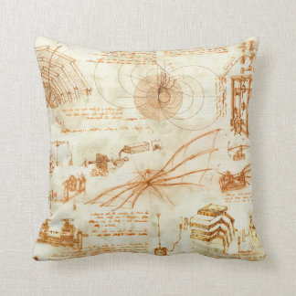 Technical drawing & sketches by Leonardo Da Vinci Cushion