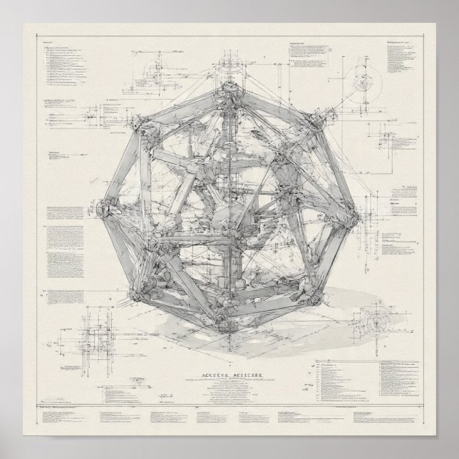Technical Engineering Design: Icosahedron  Poster (Front)