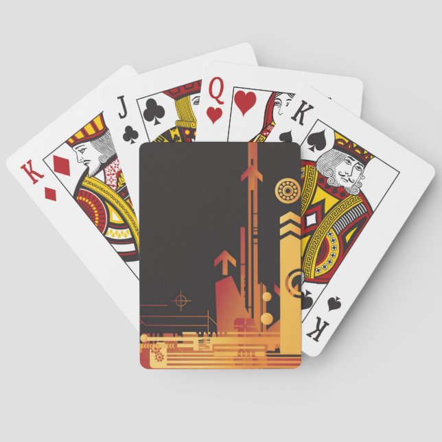 Technical halftone background 2 playing cards (Back)