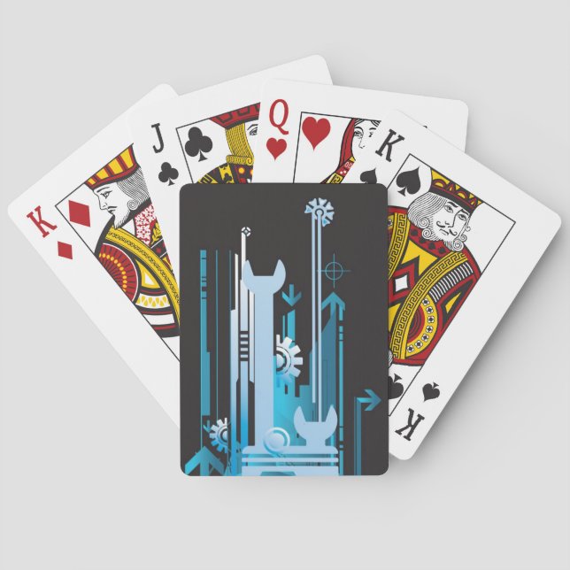 Technical halftone background 3 playing cards (Back)