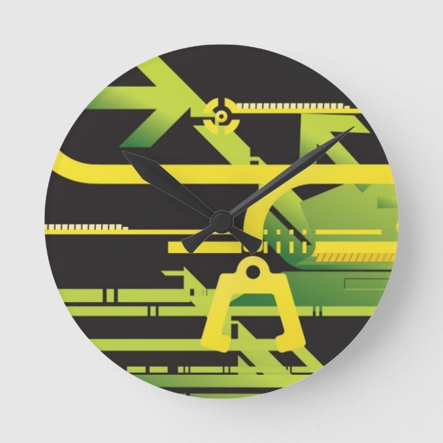 Technical halftone background 4 round clock (Front)