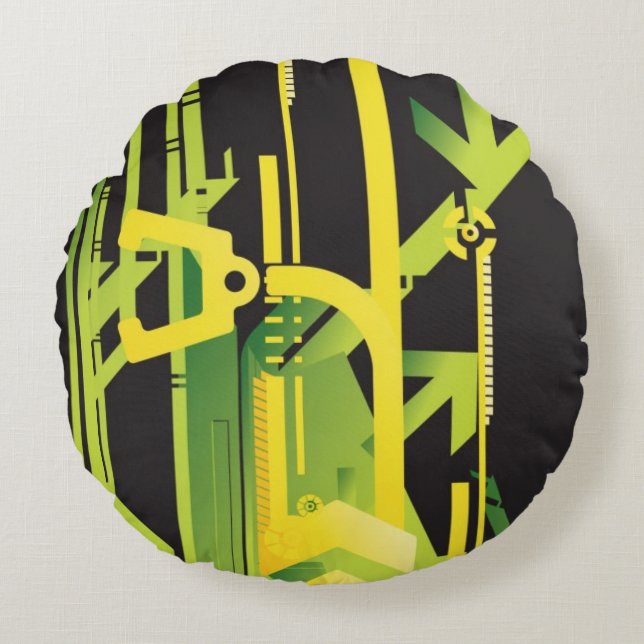 Technical halftone background 4 round cushion (Front)