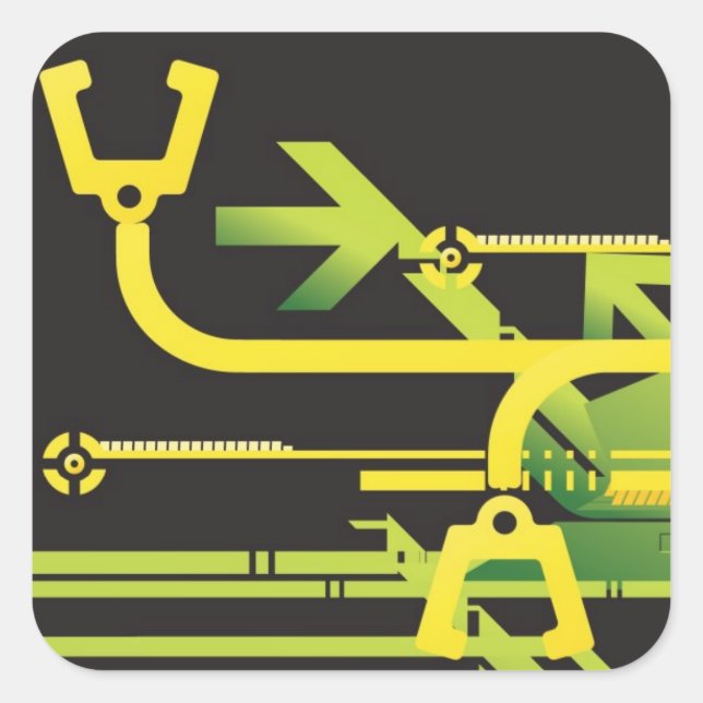 Technical halftone background 4 square sticker (Front)