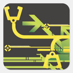 Technical halftone background 4 square sticker