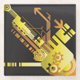 Technical halftone background 5 glass coaster